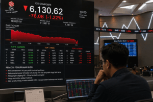 IHSG Ditutup Turun 76 Poin ke Level 6.130, Ini Pemicunya