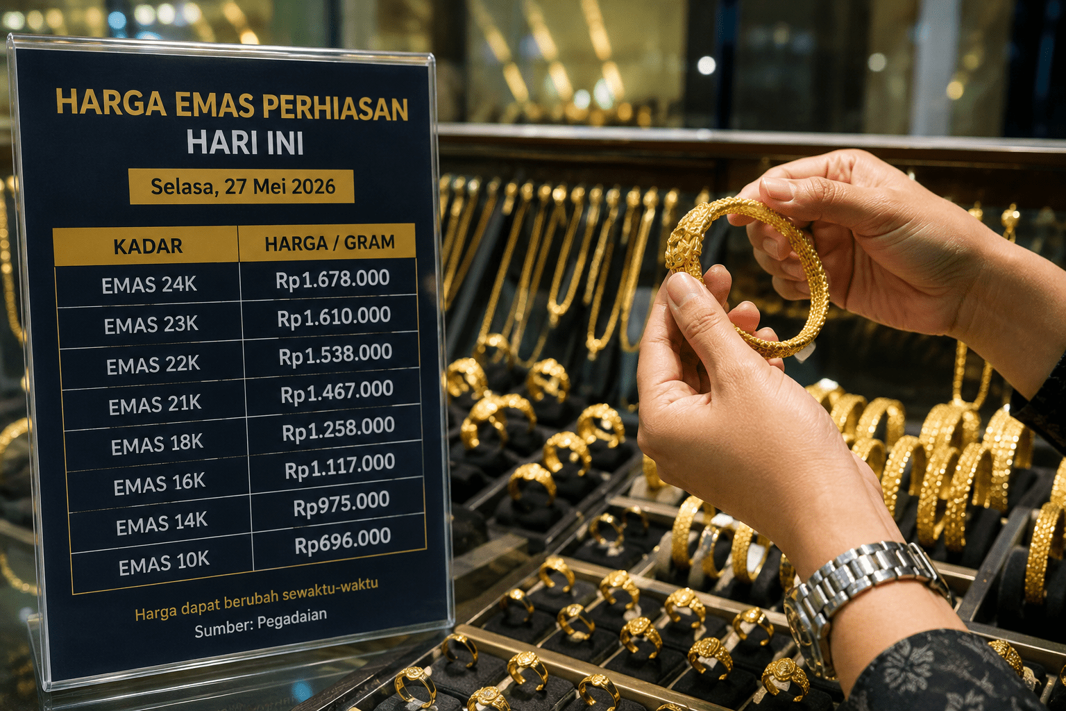 Harga Emas Perhiasan Hari Ini 27 Mei 2026, Simak Pergerakan Terbarunya
