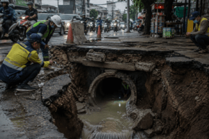 Penyebab Jalan Amblas di Lenteng Agung Terungkap, Saluran Air di Bawah Jalan Rusak