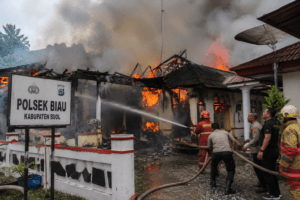 Kebakaran Hanguskan Polsek Biau Buol, Asrama dan Rumah Dinas Ikut Terbakar