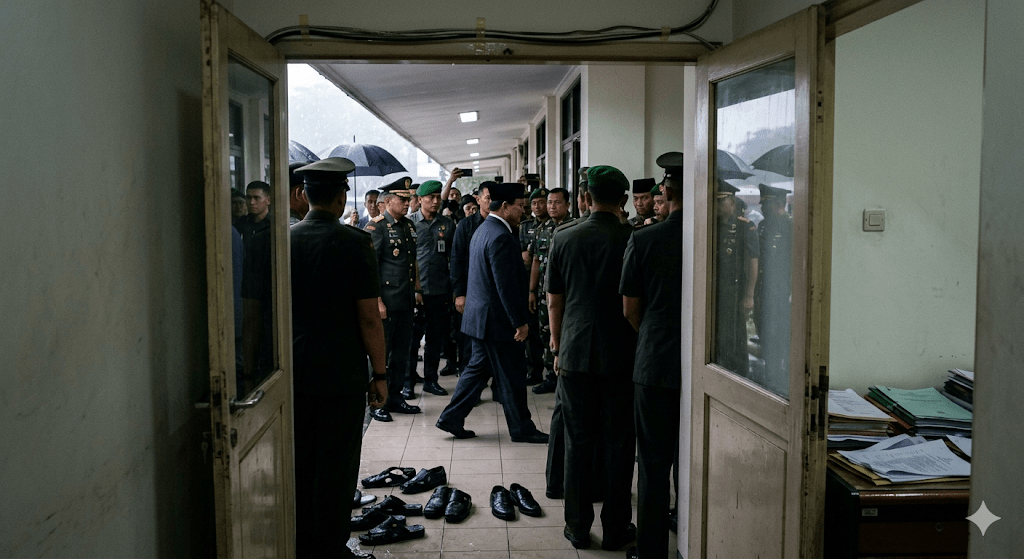 Prabowo Datang ke Upacara Persemayaman Ryamizard di Kemhan