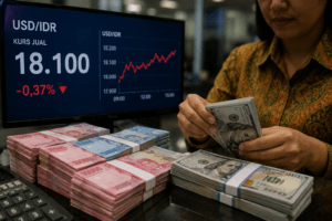 Rupiah Ditutup Melemah, Dolar AS Kembali Parkir di Level Rp18.100