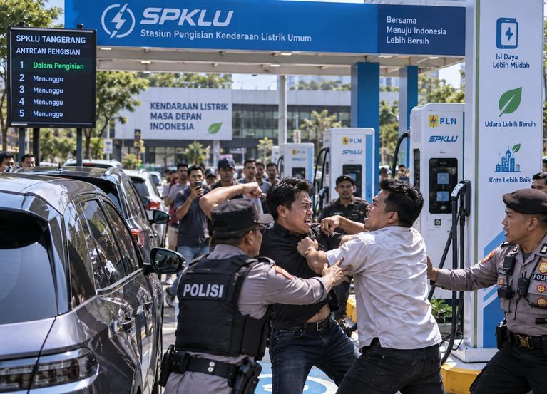 Polisi Tangani Bentrok Pengendara Kendaraan Listrik 